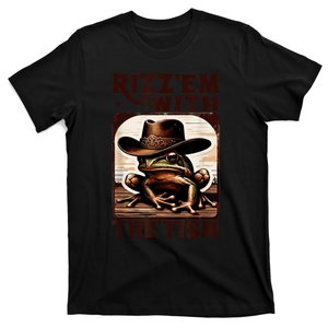 Autism Funny Rizz Em With The Tism Meme Autistic Frog Cowboy T-Shirt