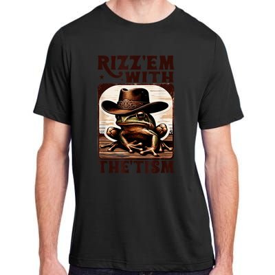 Autism Funny Rizz Em With The Tism Meme Autistic Frog Cowboy Adult ChromaSoft Performance T-Shirt