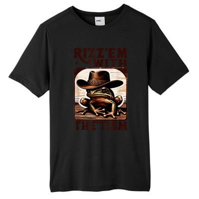 Autism Funny Rizz Em With The Tism Meme Autistic Frog Cowboy Tall Fusion ChromaSoft Performance T-Shirt