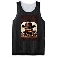 Autism Funny Rizz Em With The Tism Meme Autistic Frog Cowboy Mesh Reversible Basketball Jersey Tank