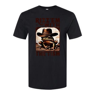 Autism Funny Rizz Em With The Tism Meme Autistic Frog Cowboy Softstyle CVC T-Shirt