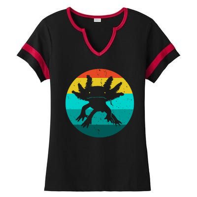 Axolotl Funny Retro Ladies Halftime Notch Neck Tee