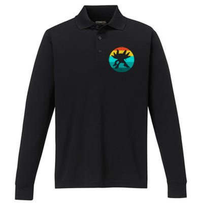 Axolotl Funny Retro Performance Long Sleeve Polo