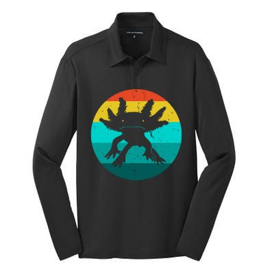 Axolotl Funny Retro Silk Touch Performance Long Sleeve Polo