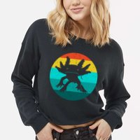 Axolotl Funny Retro Cropped Pullover Crew