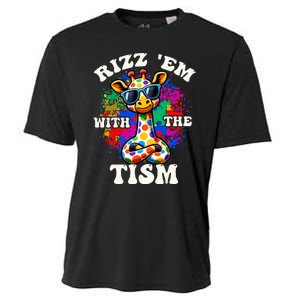 Autism Funny Rizz Em With The Tism Meme Autistic Giraffe Cooling Performance Crew T-Shirt