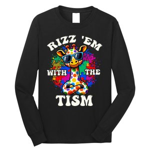 Autism Funny Rizz Em With The Tism Meme Autistic Giraffe Long Sleeve Shirt