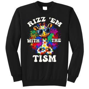 Autism Funny Rizz Em With The Tism Meme Autistic Giraffe Sweatshirt