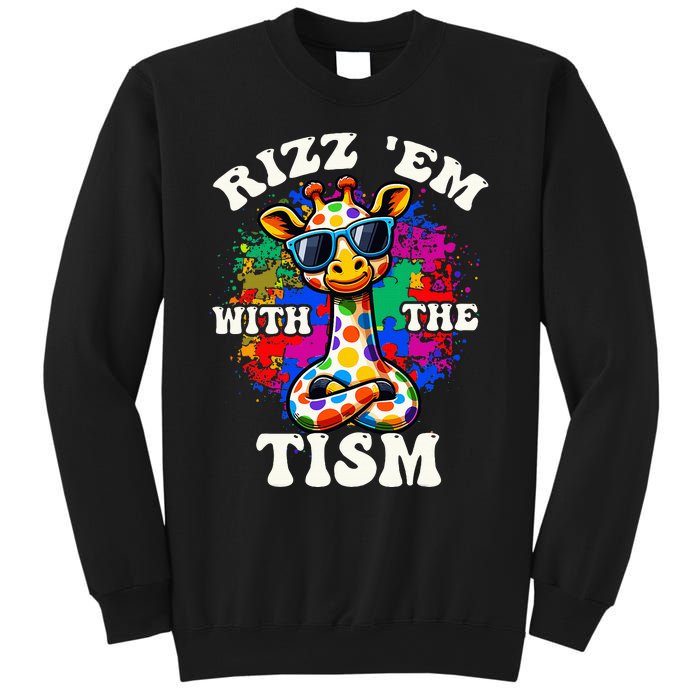 Autism Funny Rizz Em With The Tism Meme Autistic Giraffe Sweatshirt