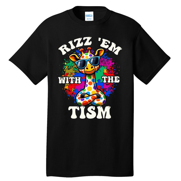 Autism Funny Rizz Em With The Tism Meme Autistic Giraffe Tall T-Shirt