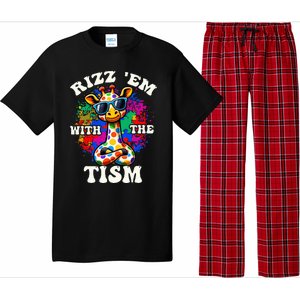 Autism Funny Rizz Em With The Tism Meme Autistic Giraffe Pajama Set