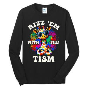 Autism Funny Rizz Em With The Tism Meme Autistic Giraffe Tall Long Sleeve T-Shirt