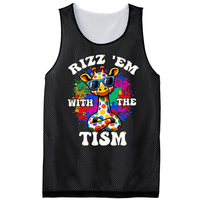 Autism Funny Rizz Em With The Tism Meme Autistic Giraffe Mesh Reversible Basketball Jersey Tank