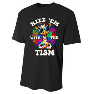 Autism Funny Rizz Em With The Tism Meme Autistic Giraffe Performance Sprint T-Shirt