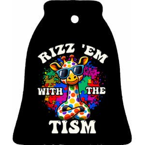 Autism Funny Rizz Em With The Tism Meme Autistic Giraffe Ceramic Bell Ornament