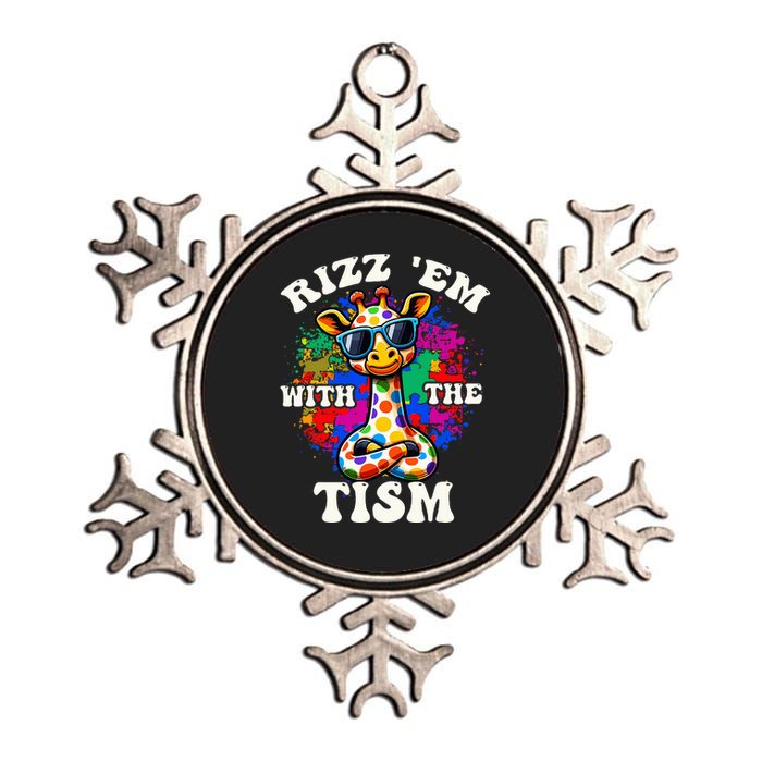 Autism Funny Rizz Em With The Tism Meme Autistic Giraffe Metallic Star Ornament