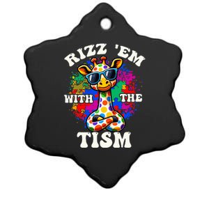 Autism Funny Rizz Em With The Tism Meme Autistic Giraffe Ceramic Star Ornament