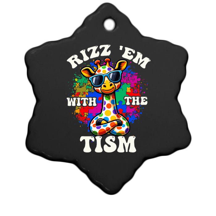 Autism Funny Rizz Em With The Tism Meme Autistic Giraffe Ceramic Star Ornament