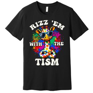 Autism Funny Rizz Em With The Tism Meme Autistic Giraffe Premium T-Shirt