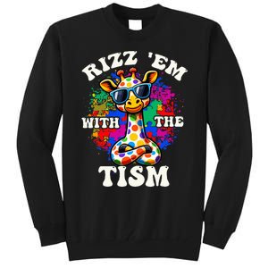 Autism Funny Rizz Em With The Tism Meme Autistic Giraffe Tall Sweatshirt