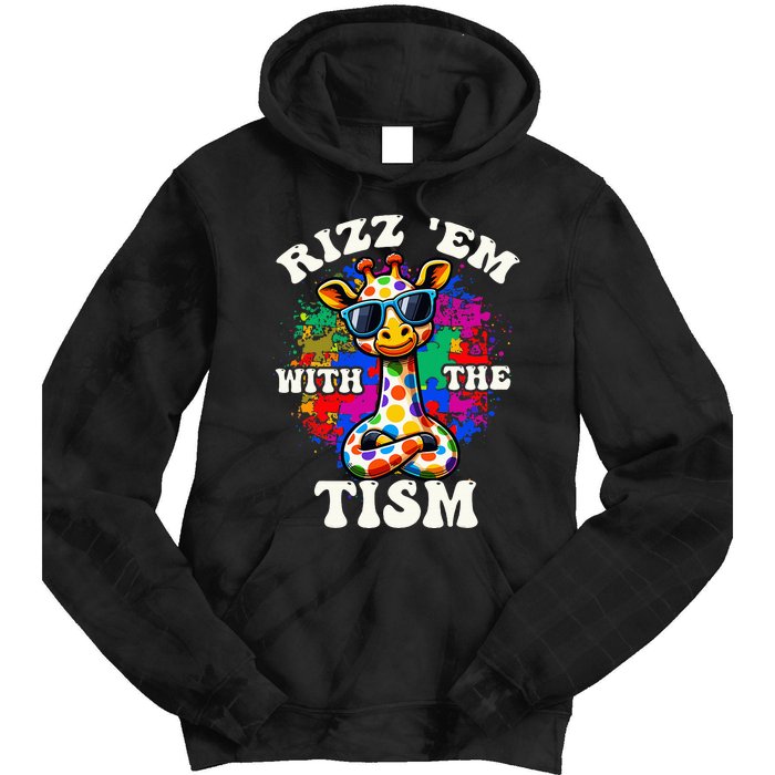 Autism Funny Rizz Em With The Tism Meme Autistic Giraffe Tie Dye Hoodie