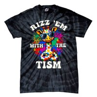 Autism Funny Rizz Em With The Tism Meme Autistic Giraffe Tie-Dye T-Shirt