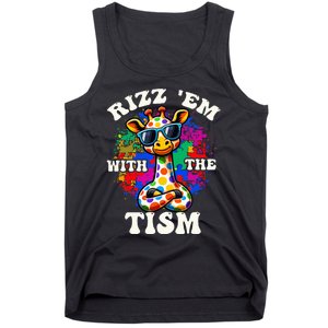 Autism Funny Rizz Em With The Tism Meme Autistic Giraffe Tank Top