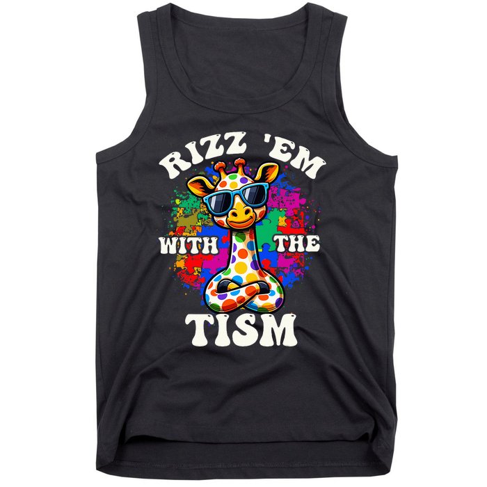 Autism Funny Rizz Em With The Tism Meme Autistic Giraffe Tank Top