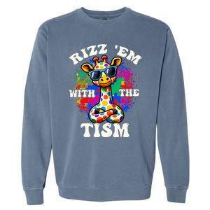 Autism Funny Rizz Em With The Tism Meme Autistic Giraffe Garment-Dyed Sweatshirt