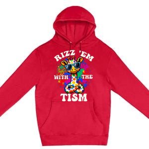 Autism Funny Rizz Em With The Tism Meme Autistic Giraffe Premium Pullover Hoodie