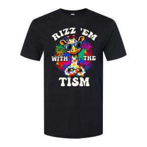 Autism Funny Rizz Em With The Tism Meme Autistic Giraffe Softstyle CVC T-Shirt