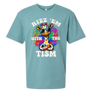 Autism Funny Rizz Em With The Tism Meme Autistic Giraffe Sueded Cloud Jersey T-Shirt