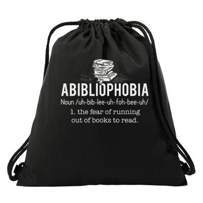Abibliophobia Funny Reading Bookworm Reader Gift Drawstring Bag