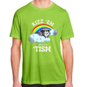 Autism Funny Rizz Em With The Tism Meme Autistic Opossum Adult ChromaSoft Performance T-Shirt