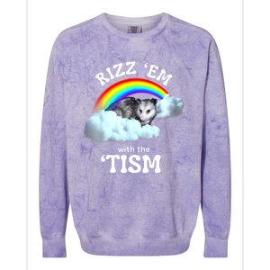 Autism Funny Rizz Em With The Tism Meme Autistic Opossum Colorblast Crewneck Sweatshirt