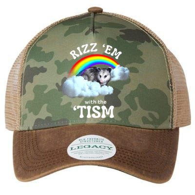 Autism Funny Rizz Em With The Tism Meme Autistic Opossum Legacy Tie Dye Trucker Hat
