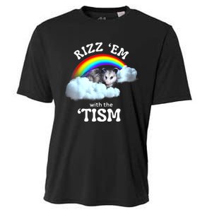 Autism Funny Rizz Em With The Tism Meme Autistic Opossum Cooling Performance Crew T-Shirt