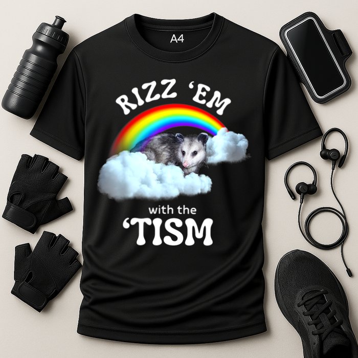 Autism Funny Rizz Em With The Tism Meme Autistic Opossum Performance Shirt