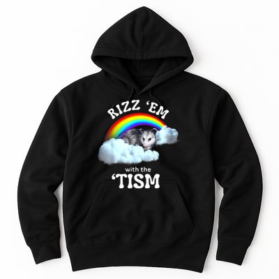 Autism Funny Rizz Em With The Tism Meme Autistic Opossum Hoodie