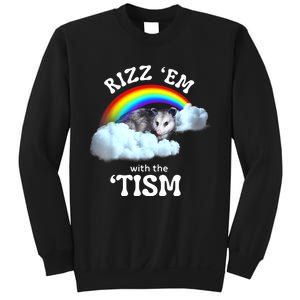 Autism Funny Rizz Em With The Tism Meme Autistic Opossum Sweatshirt