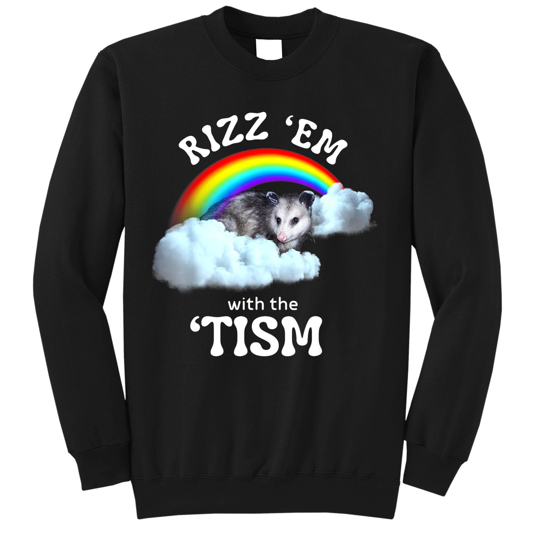 Autism Funny Rizz Em With The Tism Meme Autistic Opossum Sweatshirt