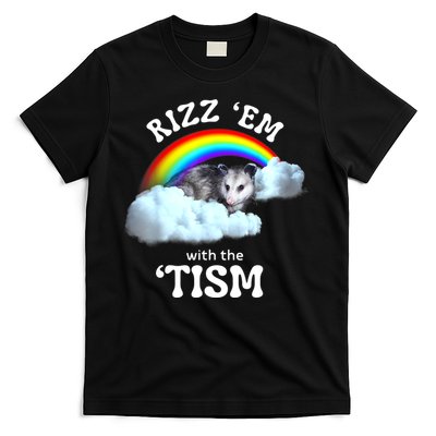 Autism Funny Rizz Em With The Tism Meme Autistic Opossum T-Shirt