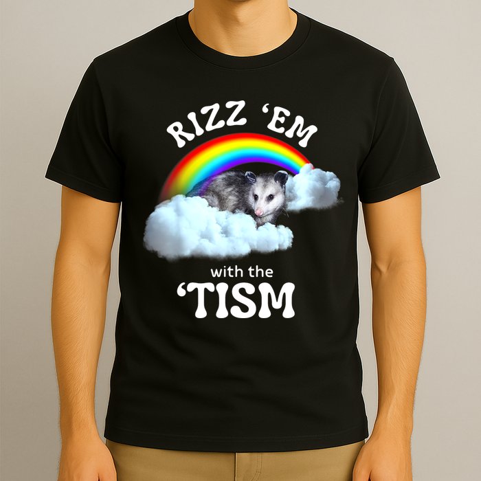 Autism Funny Rizz Em With The Tism Meme Autistic Opossum T-Shirt