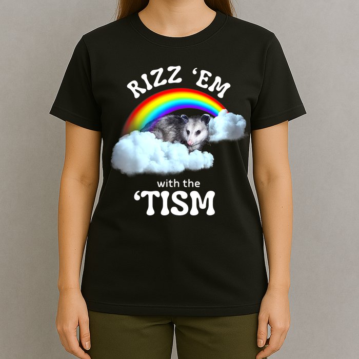 Autism Funny Rizz Em With The Tism Meme Autistic Opossum T-Shirt