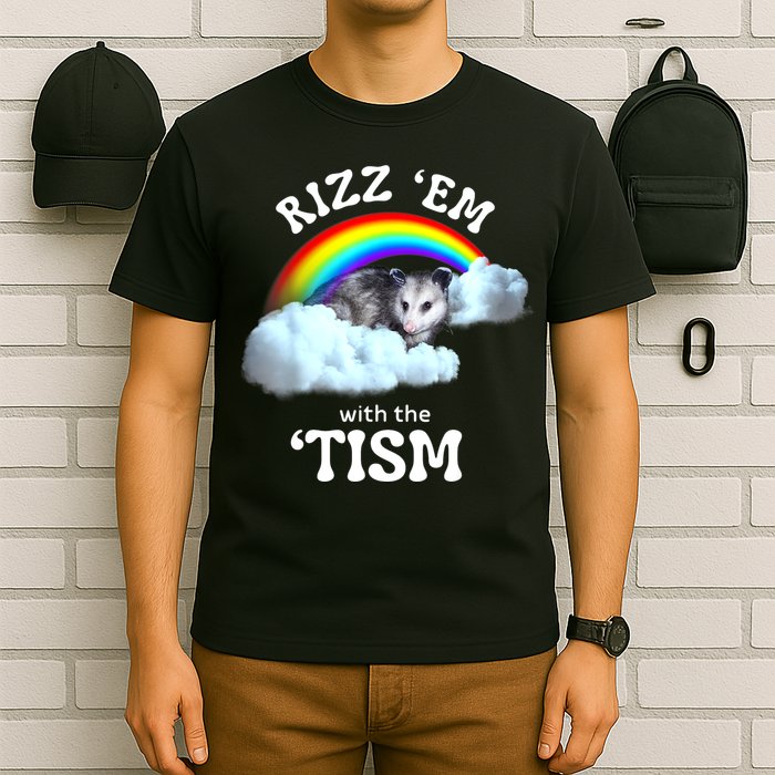 Autism Funny Rizz Em With The Tism Meme Autistic Opossum T-Shirt