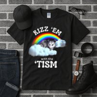 Autism Funny Rizz Em With The Tism Meme Autistic Opossum Tall T-Shirt