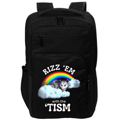 Autism Funny Rizz Em With The Tism Meme Autistic Opossum Impact Tech Backpack