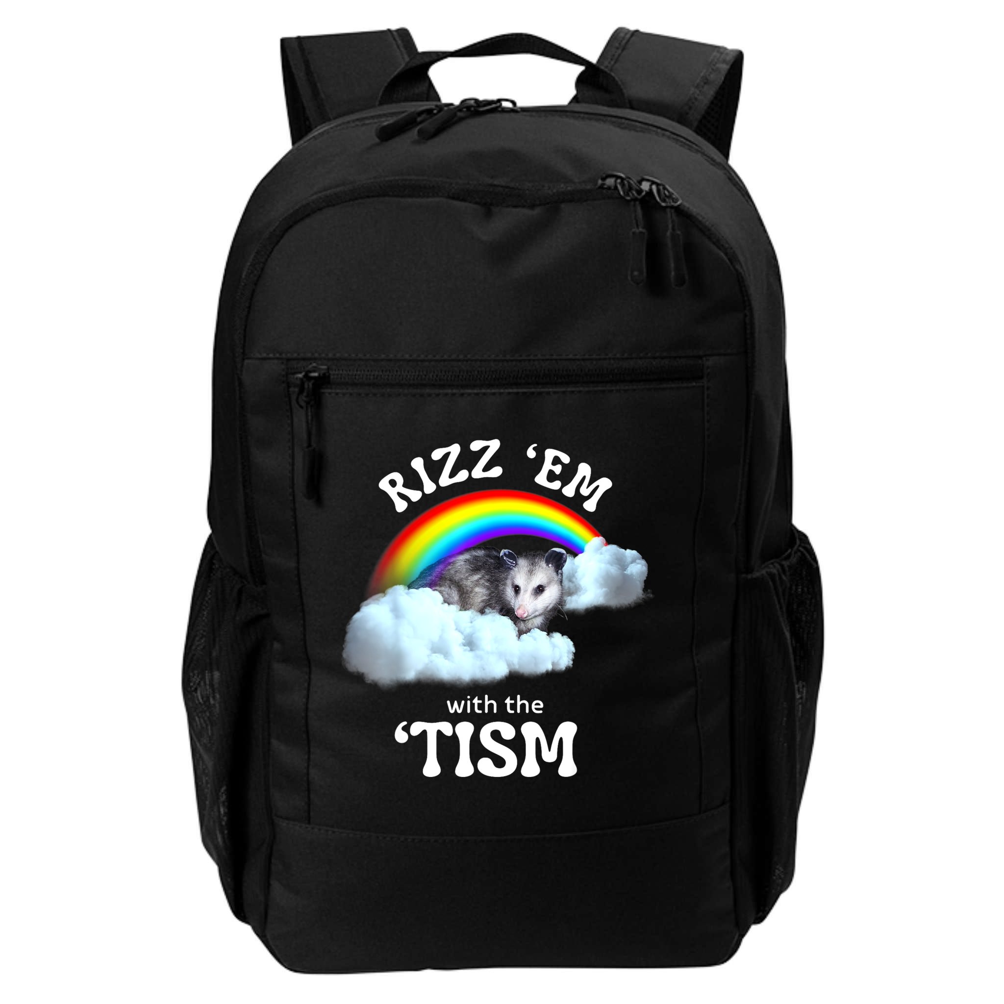 Autism Funny Rizz Em With The Tism Meme Autistic Opossum Backpack