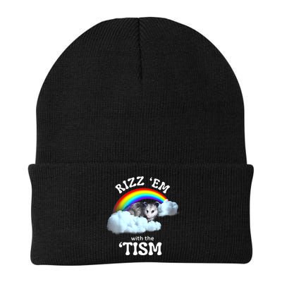 Autism Funny Rizz Em With The Tism Meme Autistic Opossum Beanie