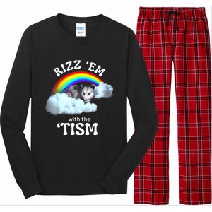 Autism Funny Rizz Em With The Tism Meme Autistic Opossum Long Sleeve Pajama Set